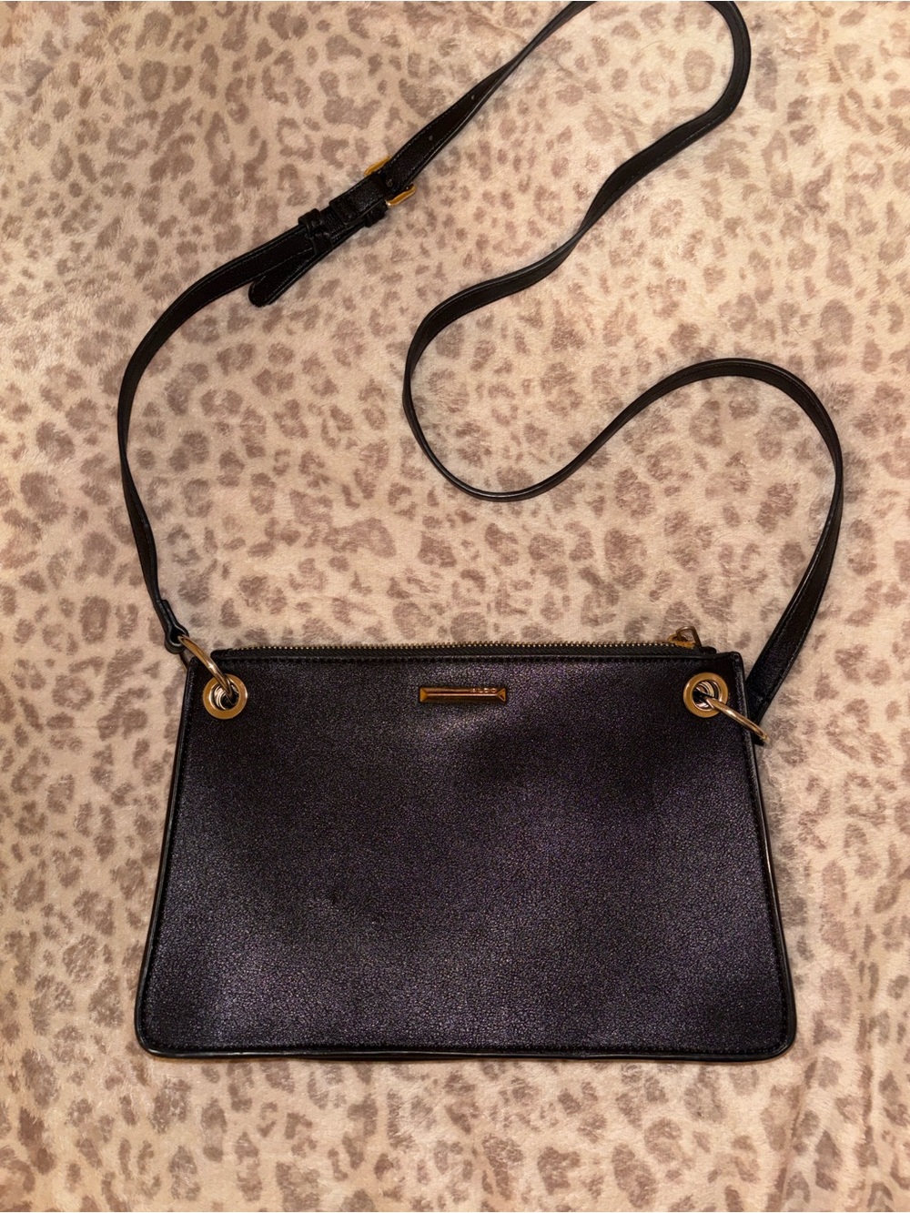 Aldo Black Crossbody Bag with Gold Accents